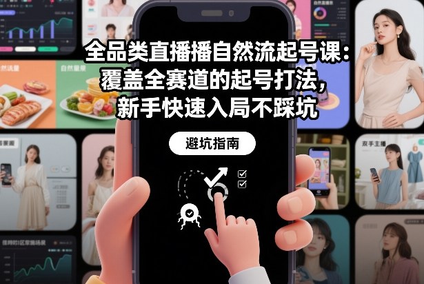 全品类直播自然流起号课：覆盖全赛道的起号打法，新手快速入局不踩坑-K6源码网