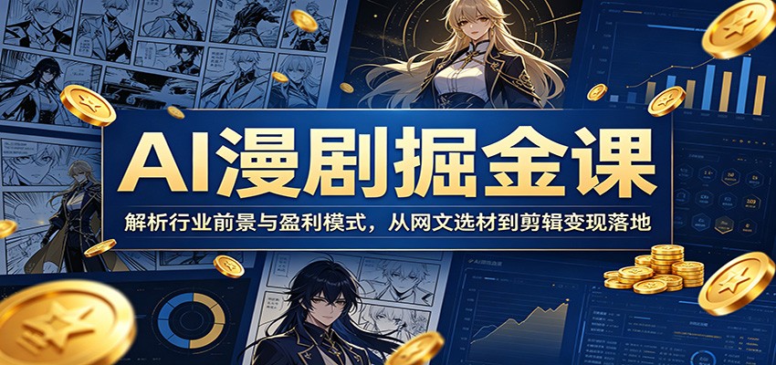 AI漫剧掘金课：解析行业前景与盈利模式，从网文选材到剪辑变现落地-K6源码网