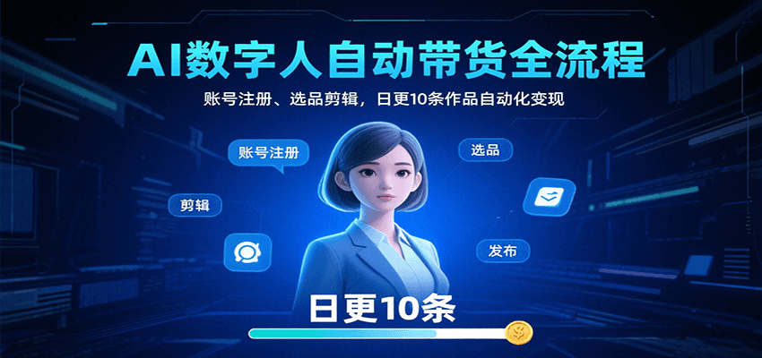 AI数字人自动带货全流程:账号注册、选品剪辑,日更10条作品自动化变现-K6源码网