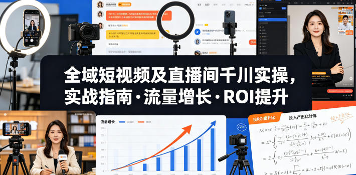 全域短视频及直播间千川实操，实战指南·流量增长·ROI提升-K6源码网
