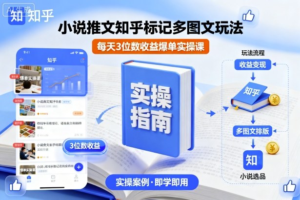 小说推文知乎标记多图文玩法,每天3位数收益爆单实操课-K6源码网