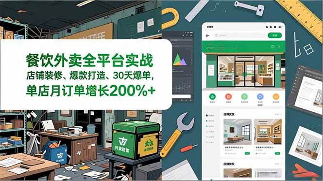 (16978期)餐饮外卖全平台实战,店铺装修、爆款打造、30天爆单,手把手教学,单店月订单增长200%+-K6源码网