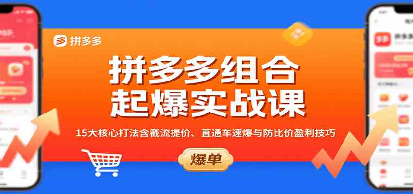 拼多多组合起爆实战课：15大核心打法含截流提价、直通车速爆与防比价盈利技巧-K6源码网