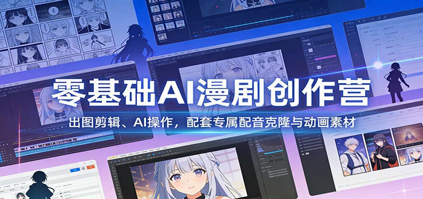 零基础AI漫剧创作营：出图剪辑、AI操作，配套专属配音克隆与动画素材-K6源码网