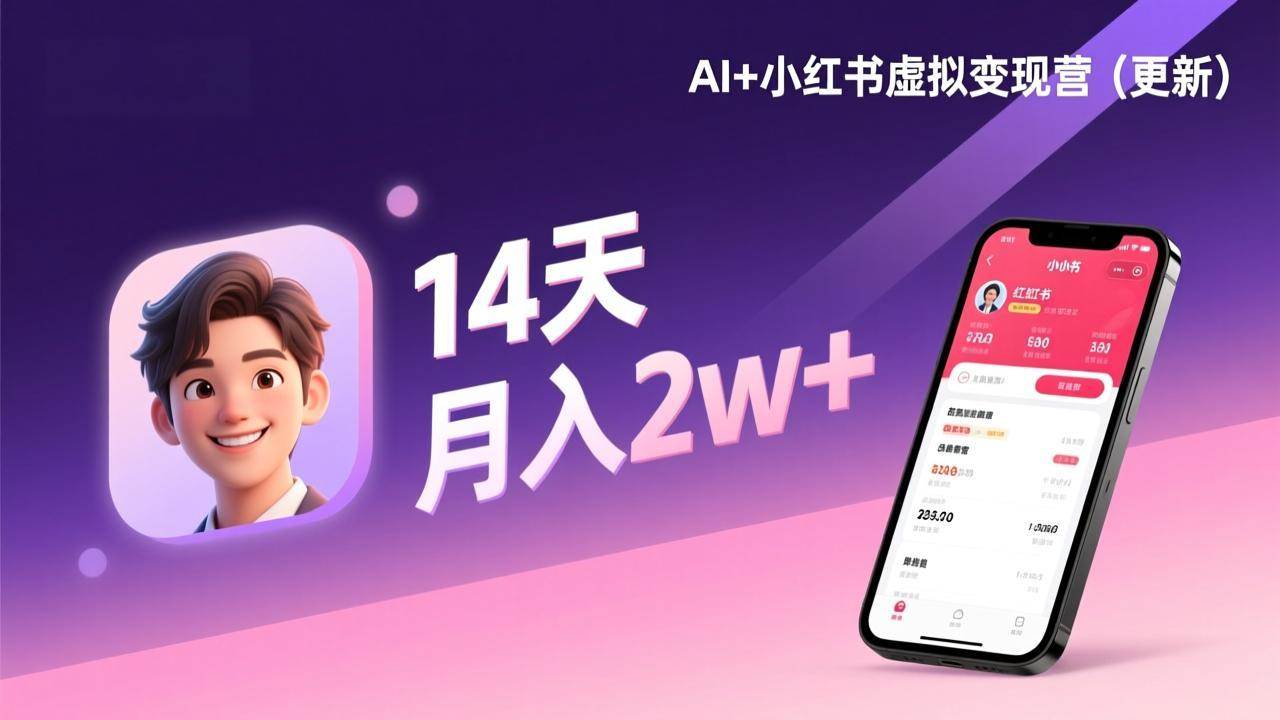 （17275期）AI+小红书虚拟变现营（更新），14天掌握选品、笔记、成交，打造自动化月入2w+事业-K6源码网