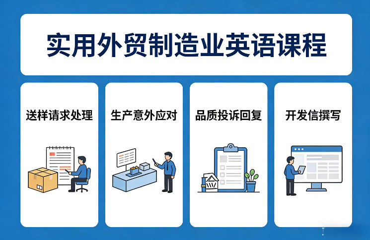 实用外贸制造业英语课程，教你专业处理送样请求、应对生产意外、回复品质投诉、撰写开发信等-K6源码网