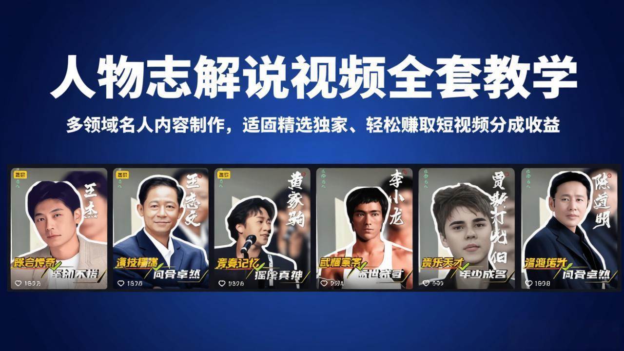 （18205期）人物志解说视频全套教学，多领域名人内容制作，适配精选独家，轻松赚取短视频分成收益-K6源码网