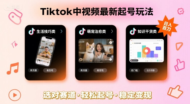 Tiktok中视频最新起号玩法，想要日入百刀，做好这几个赛道就可以了-K6源码网