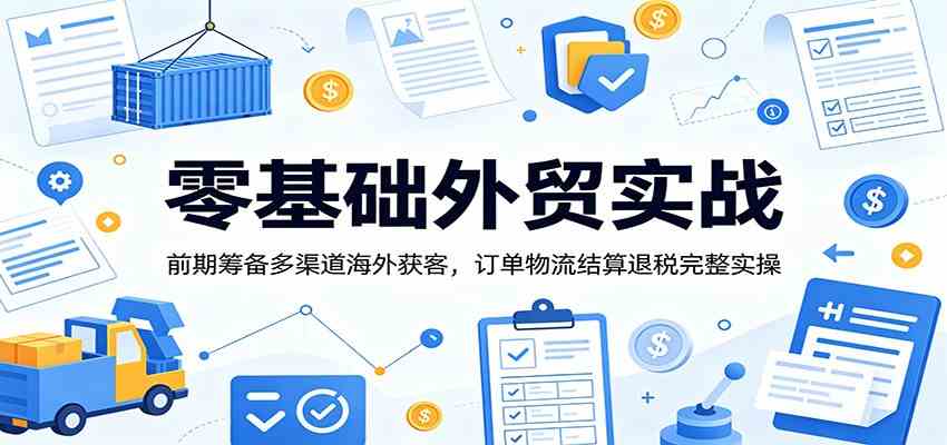 零基础外贸实战：前期筹备多渠道海外获客，订单物流结算退税完整实操-K6源码网