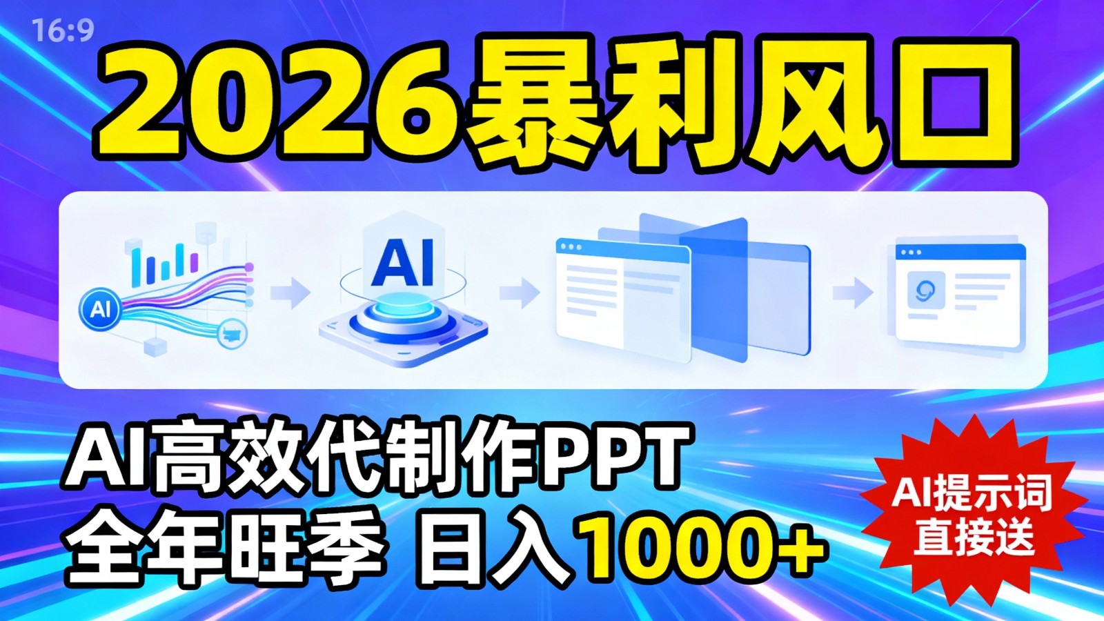 2026暴利！用AI高效代制作 PPT，全年旺季，日入 1000+，提示词直接送！-K6源码网