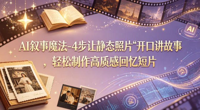 AI叙事魔法-4步让静态照片“开口讲故事”，轻松制作高质感回忆短片-K6源码网