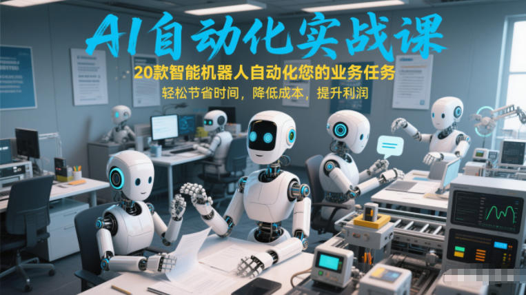 AI自动化实战课：20款智能机器人自动化您的业务任务，轻松节省时间，降低成本，提升利润-K6源码网