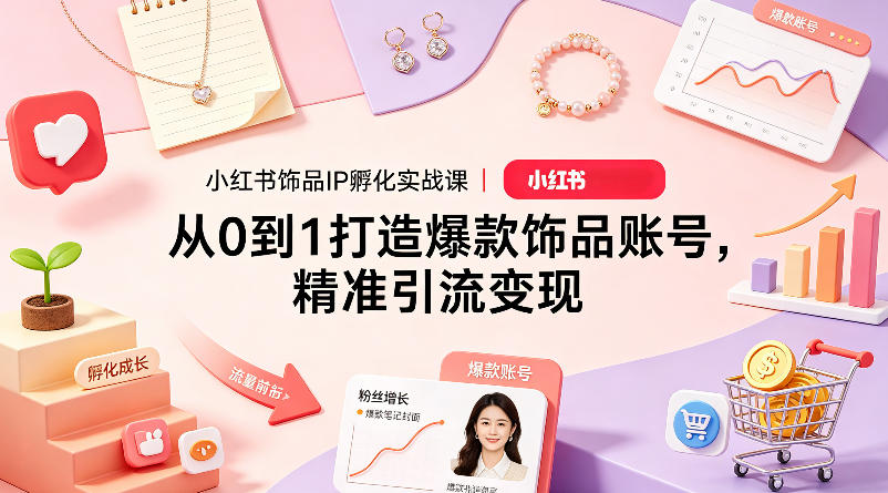 小红书饰品IP孵化实战课｜从0到1打造爆款饰品账号，精准引流变现-K6源码网