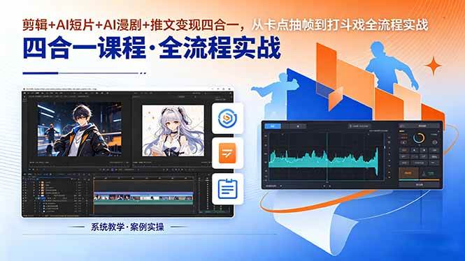 （18463期）剪辑+AI短片+AI漫剧+推文变现四合一，从卡点抽帧到打斗戏全流程实战-K6源码网