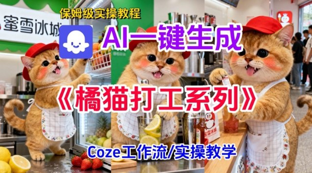 Coze扣子工作流一键生成胖橘猫打工短视频，保姆级实操搭建教学-K6源码网