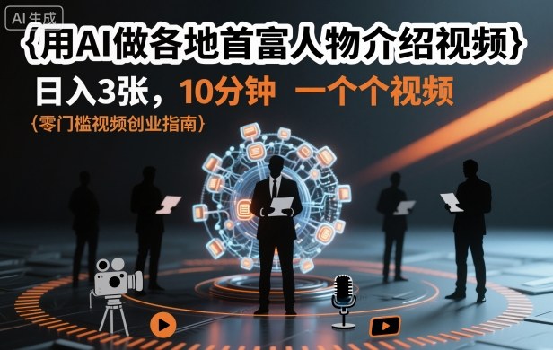 用AI做各地首富人物介绍视频，日入3张，10分钟一个视频-K6源码网