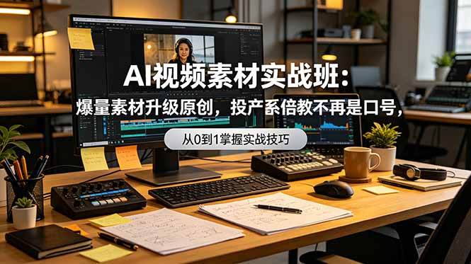 （19085期）AI视频素材实战班：爆量素材升级原创，投产翻倍不再是口号，0-1系统教学实战落地-K6源码网