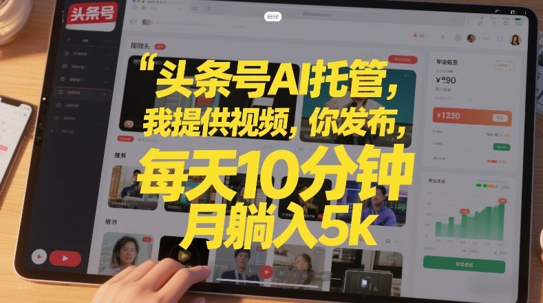 头条号AI托管，我提供视频，你发布，每天10分钟，月躺入5k+【揭秘】-K6源码网