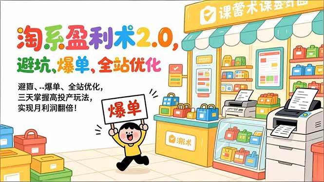 （17127期）淘系盈利术2.0，避坑、爆单、全站优化，三天掌握高投产玩法，实现月利润翻倍！-K6源码网