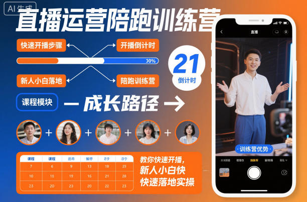 直播运营陪跑训练营，教你快速开播，新人小白快速落地实操-K6源码网