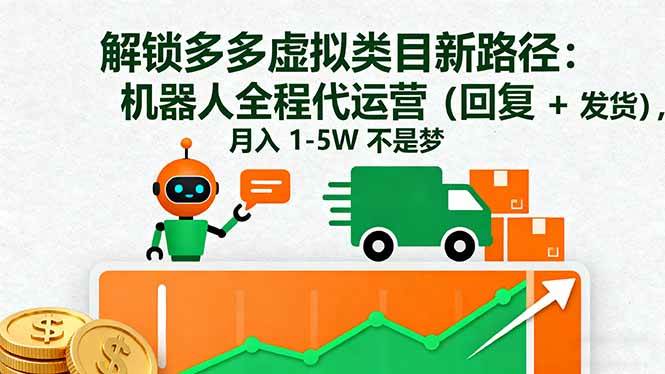(16302期)解锁多多虚拟类目新路径:机器人全程代运营(回复 + 发货),月入 1-5W…-K6源码网