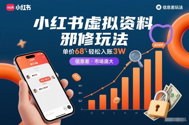 小红书虚拟资料邪修玩法，单价68，轻松入账3W，信息差玩法，市场庞大-K6源码网