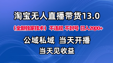 淘宝无人直播13.0,公域私域技术,不封号,不违规布局下半年旺季赛道,日入1K+(独家技术)【揭秘】-K6源码网