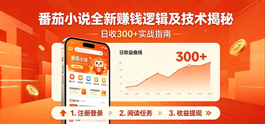 番茄小说全新赚钱逻辑及技术日收300+，小白新书皆可做！无脑赚就行了！-K6源码网