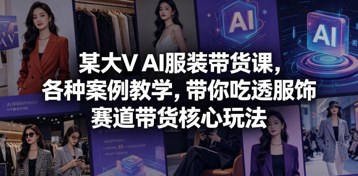 某大V AI服装带货课，各种案例教学，带你吃透服饰赛道带货核心玩法-K6源码网