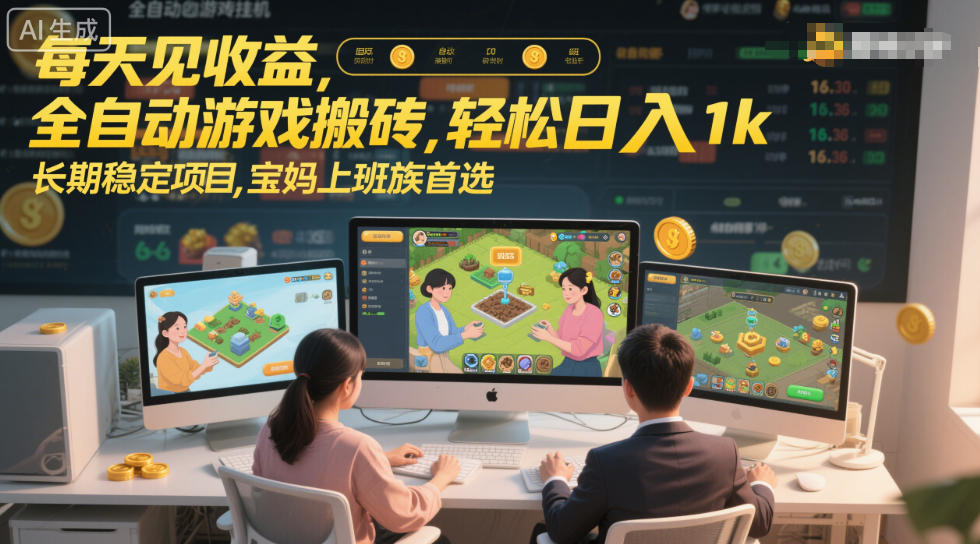 每天见收益，全自动游戏搬砖，轻松日入1k，长期稳定项目，宝妈上班族首选【揭秘】-K6源码网