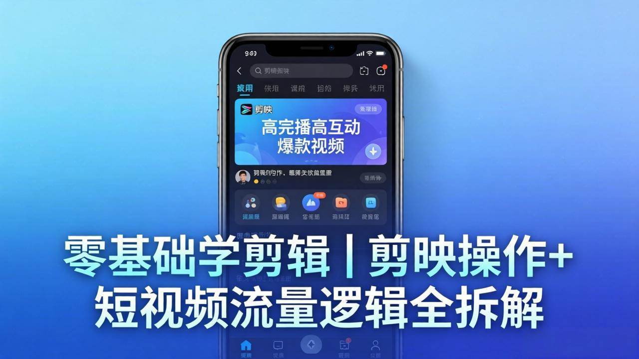 （18117期） 【零基础学剪辑】剪映操作+短视频流量逻辑全拆解｜手把手教你剪出高完播高互动爆款视频-K6源码网