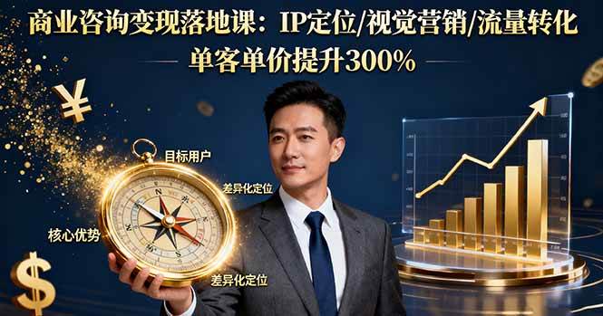（16249期）商业咨询变现落地课：IP定位/视觉营销/流量转化，单客单价提升300%-K6源码网
