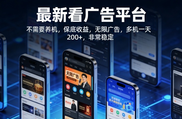 最新看广告平台，不需要养机，保底收益，无限广告，多机一天200+，非常稳定【揭秘】-K6源码网