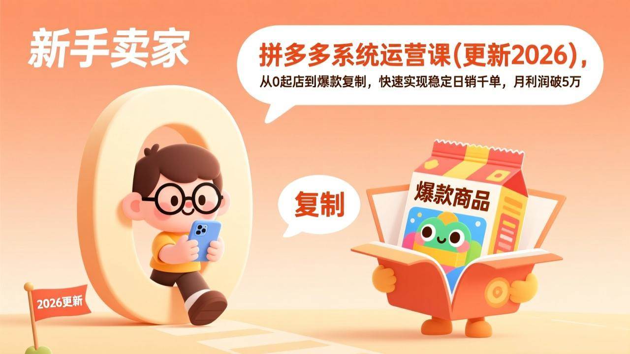 （17202期）拼多多系统运营课(更新2026)，从0起店到爆款复制，快速实现稳定日销千单，月利润破5万-K6源码网
