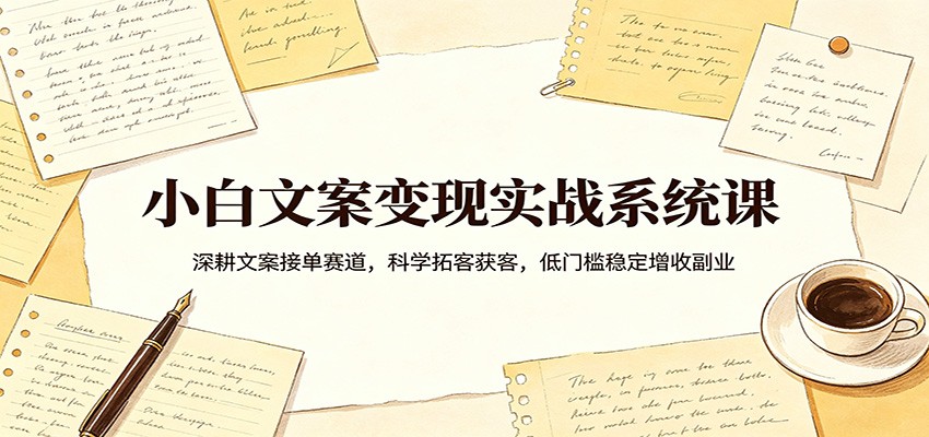 小白文案变现实战系统课：深耕文案接单赛道，科学拓客获客，低门槛稳定增收副业-K6源码网