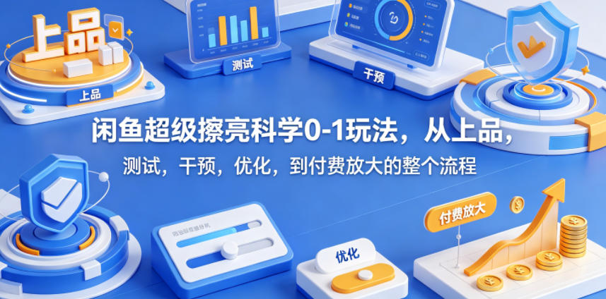 闲鱼超级擦亮科学0-1玩法，从上品，测试，干预，优化，到付费放大的整个流程-K6源码网