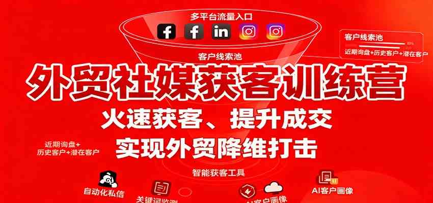外贸社媒获客训练营,火速获客、提升成交,实现外贸降维打击-K6源码网