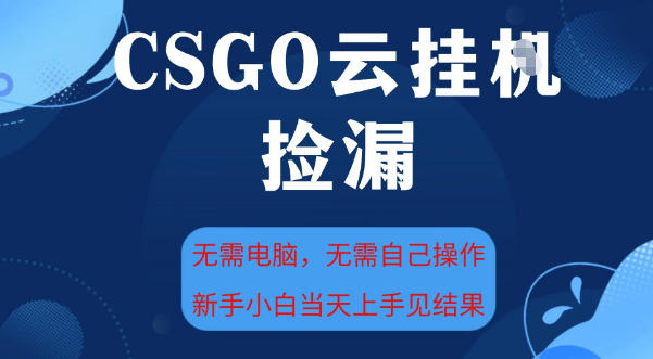 CSGO云挂G全自动捡漏，最新独家玩法，无需电脑操作，新手小白日入5张+【揭秘】-K6源码网
