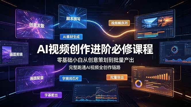 （19159期）AI视频创作进阶必修课程：零基础小白从创意策划到批量产出，完整跑通AI视频全创作链路-K6源码网