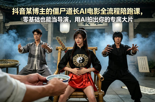 抖音某博主的僵尸道长AI电影全流程陪跑课，零基础也能当导演，用AI拍出你的专属大片-K6源码网