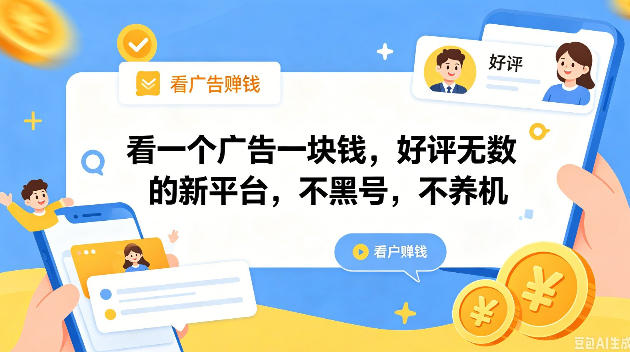 看一个广告一块钱，好评无数的新平台，不黑号，不养机，一撸几十块钱还是不错的【揭秘】-K6源码网