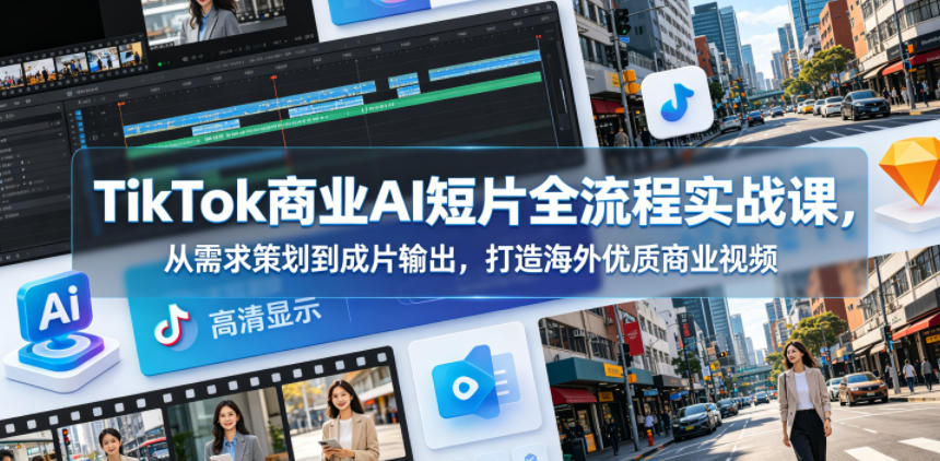 TikTok商业AI短片全流程实战课,从需求策划到成片输出,打造海外优质商业视频-K6源码网
