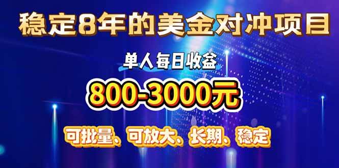 (15782期)稳定8年的美金对冲创业项目,单人每日收益800-3000,小众暴力项目-K6源码网