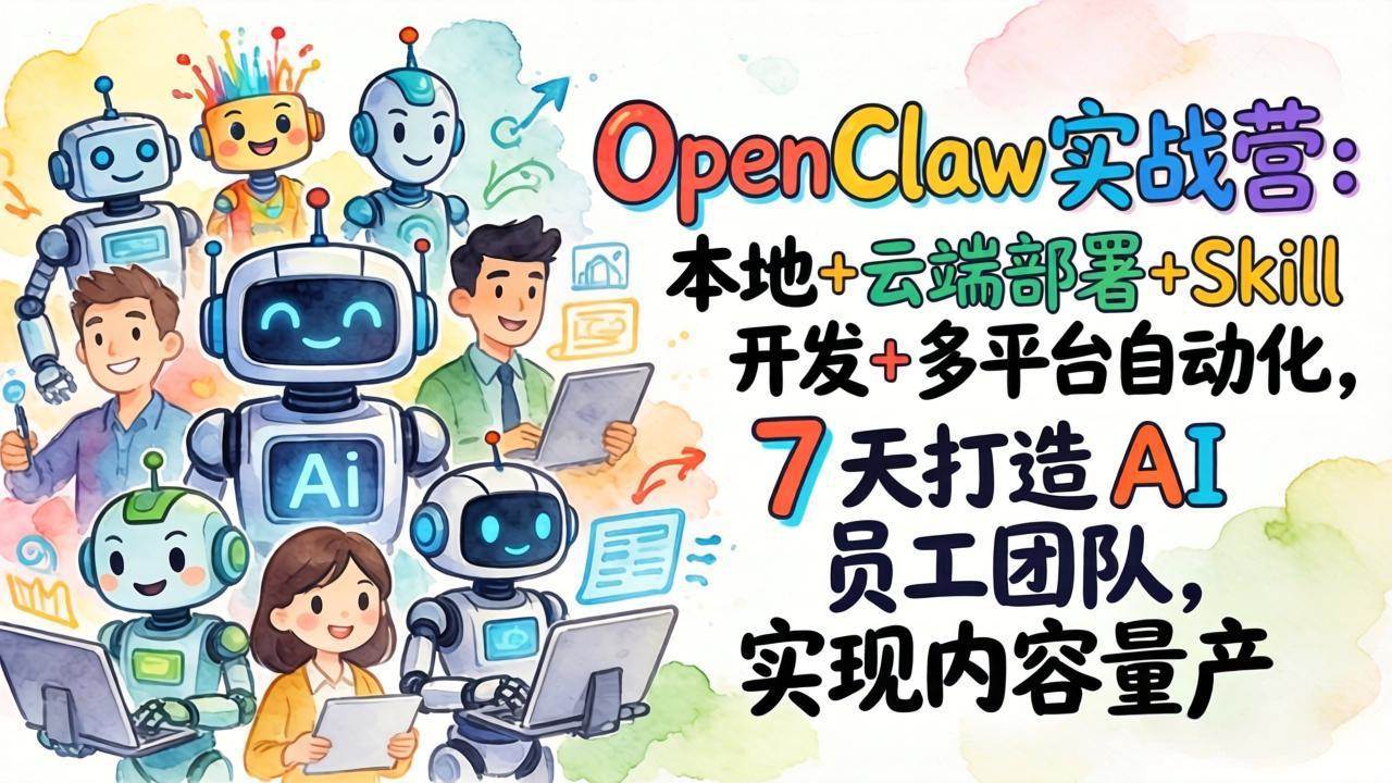 （17626期）OpenClaw实战营：本地+云端部署+Skill开发+多平台自动化，7 天打造 AI 员工团队，实现内容量产-K6源码网