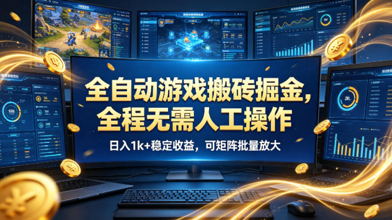 全自动游戏搬砖掘金，全程无需人工操作，日入1k+稳定收益，可矩阵批量放大【揭秘】-K6源码网