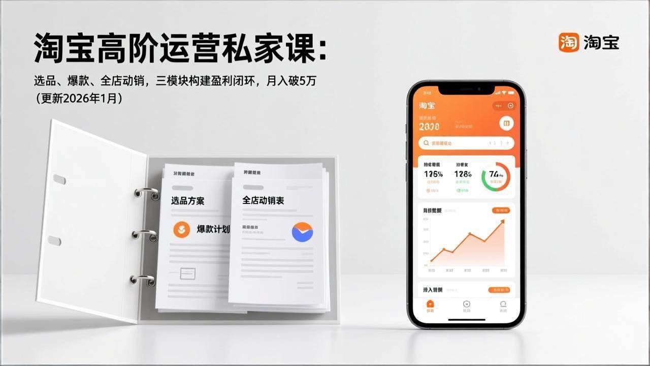 (17280期)淘宝高阶运营私家课:选品、爆款、全店动销,三模块构建盈利闭环,月入破5万(更新26年1月)-K6源码网