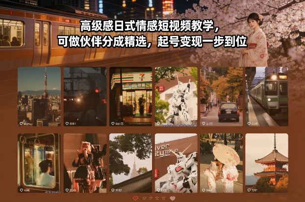 高级感日式情感短视频教学，可做伙伴分成精选，起号变现一步到位-K6源码网