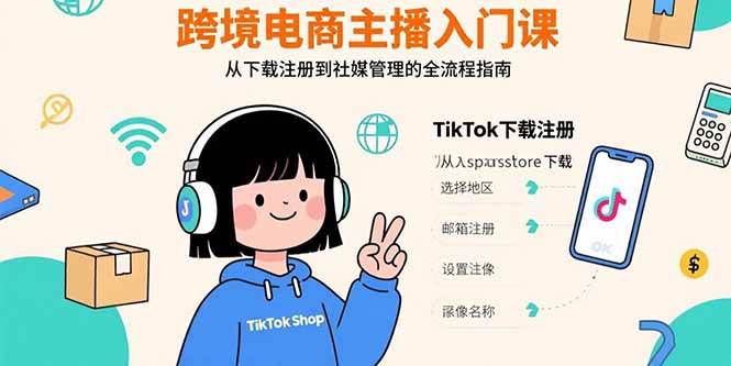 （15708期）跨境电商主播入门课，TikTok下载注册，支付工具配置，社媒账号管理全流程-K6源码网