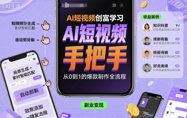 AI短视频创富学习,手把手教会你制作AI短视频-K6源码网
