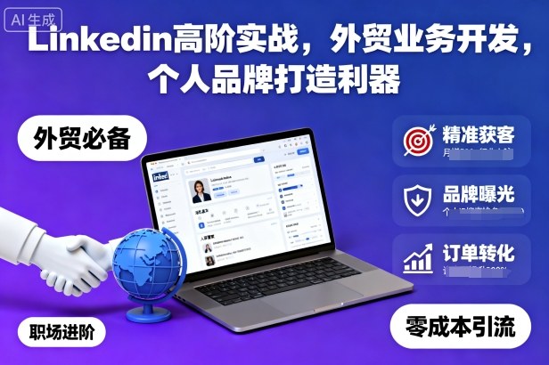 Linkedin高阶实战，外贸业务开发，个人品牌打造利器-K6源码网